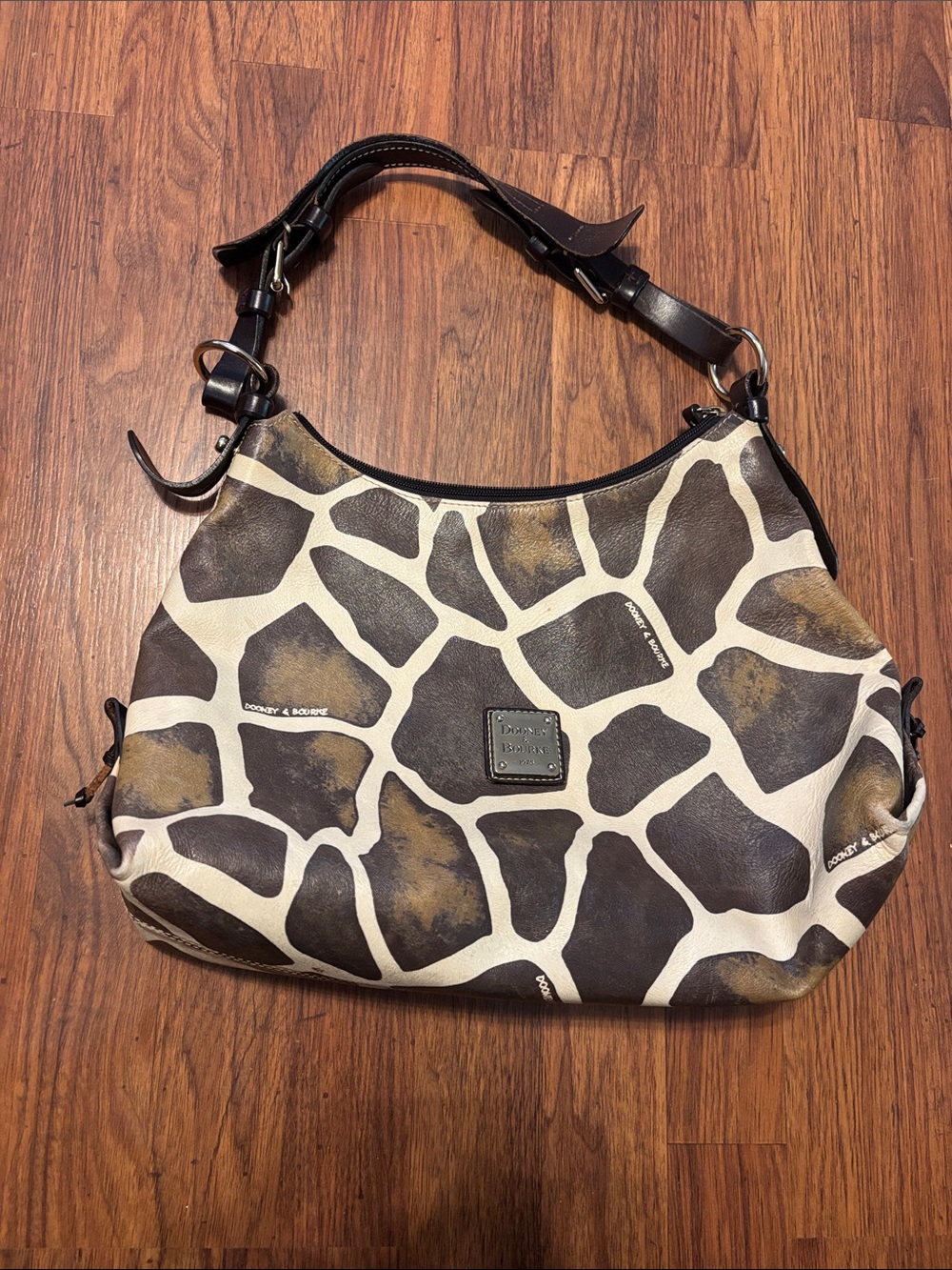 Dooney & Bourke Brown and Cream Giraffe-Print Shoulder Bag